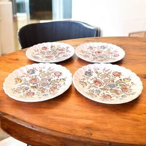 VTG (4) Johnson Brothers Staffordshire Bouquet Brown 6.25” Bread Plates China